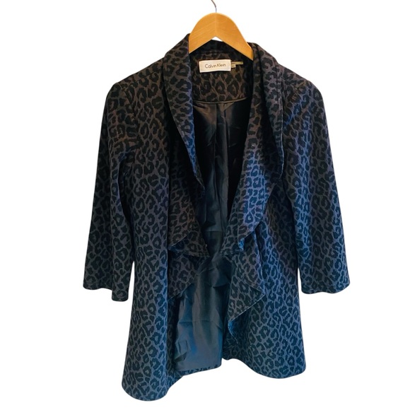 ⭐️ CALVIN KLEIN Leopard Print Flutter Open Cardigan - Picture 1 of 5